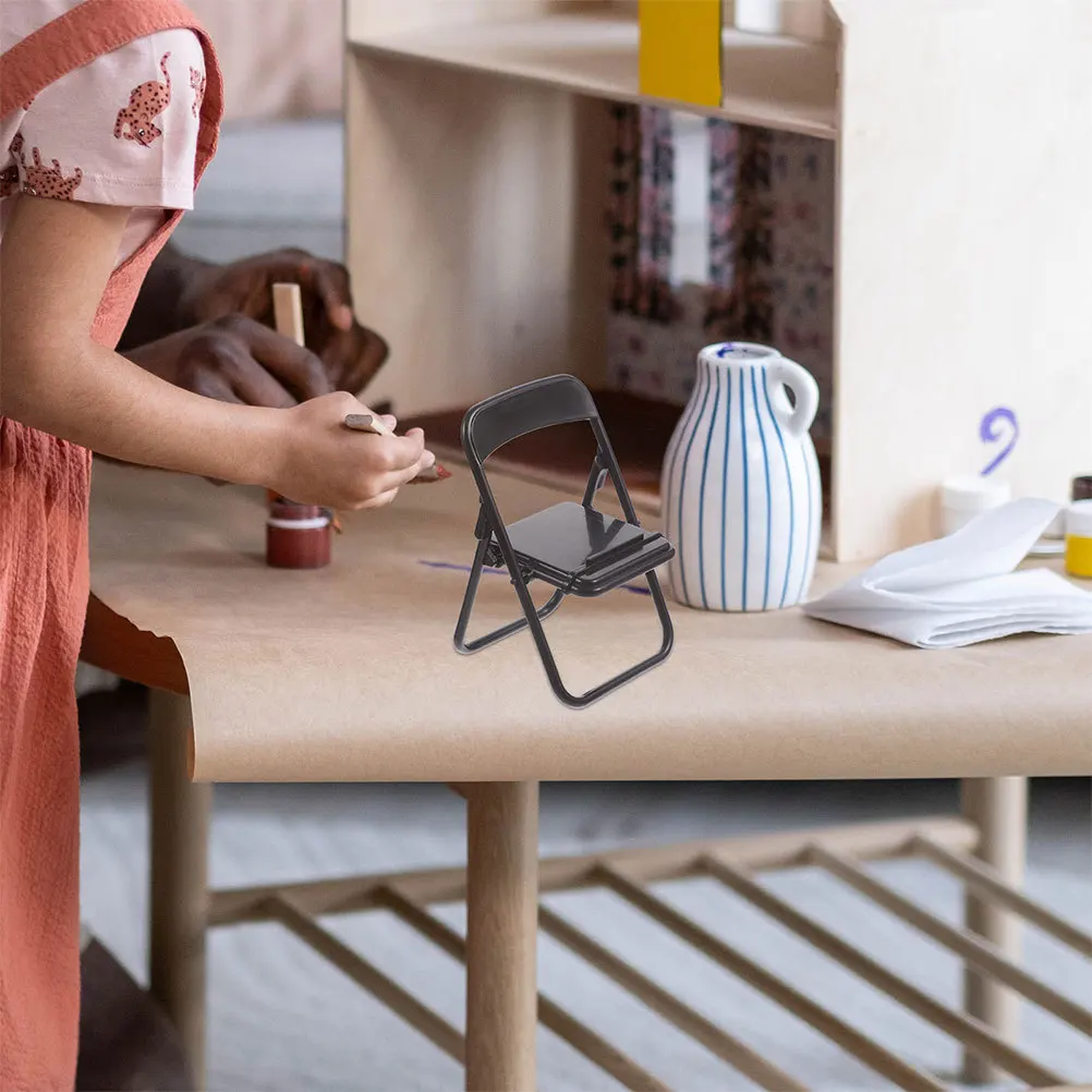 25 قطعة كرسي قابل للطي حامل هاتف كراسي مصغرة لمكتب دمية الديكور المحمولة أثاث صغير حامل هاتف الخليوي الصغيرة #5