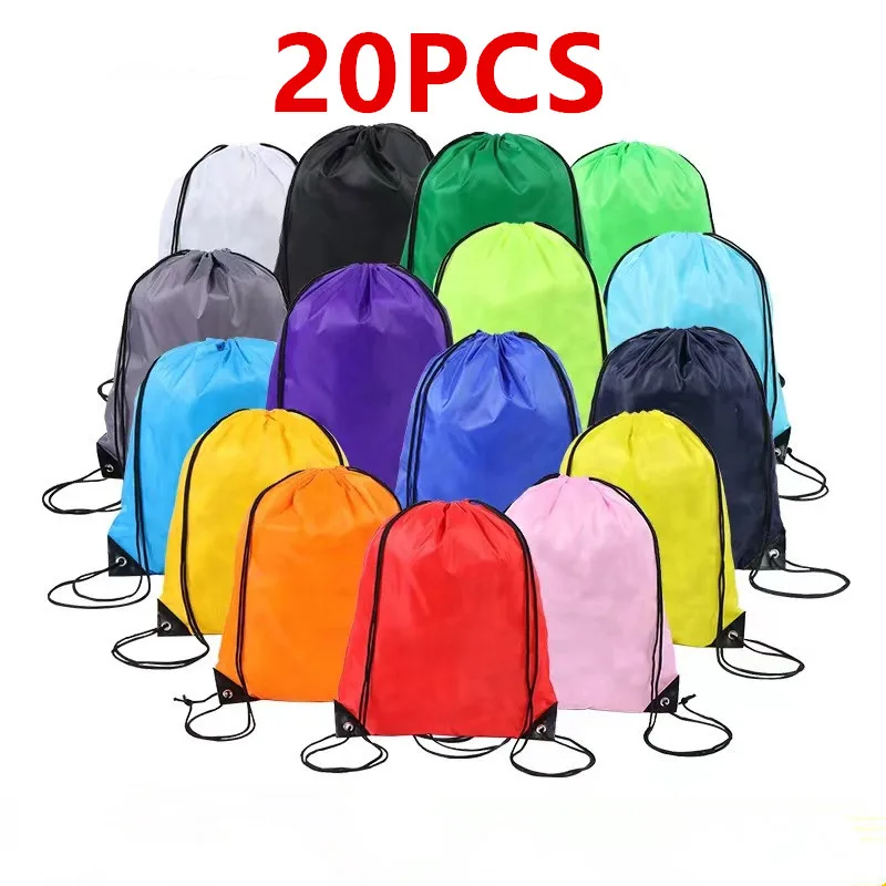 

20 шт. рюкзаки на шнурке, объемная сумка на шнурке, мешок для хранения, рюкзак из полиэстера, подарочные пакеты для спортзала на открытом воздухе