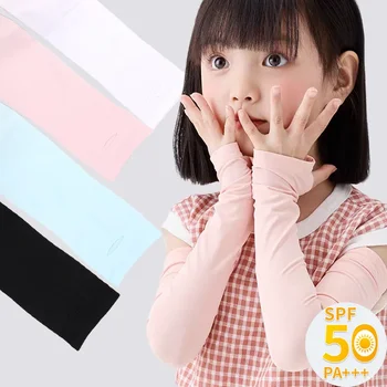 เด็ก Anti-UV ฤดูร้อนแขนแขนระบายความร้อนกีฬา Cooling Sun ป้องกัน UV Protection Oversleeves เด็กหญิง Elastic ICE Cuff