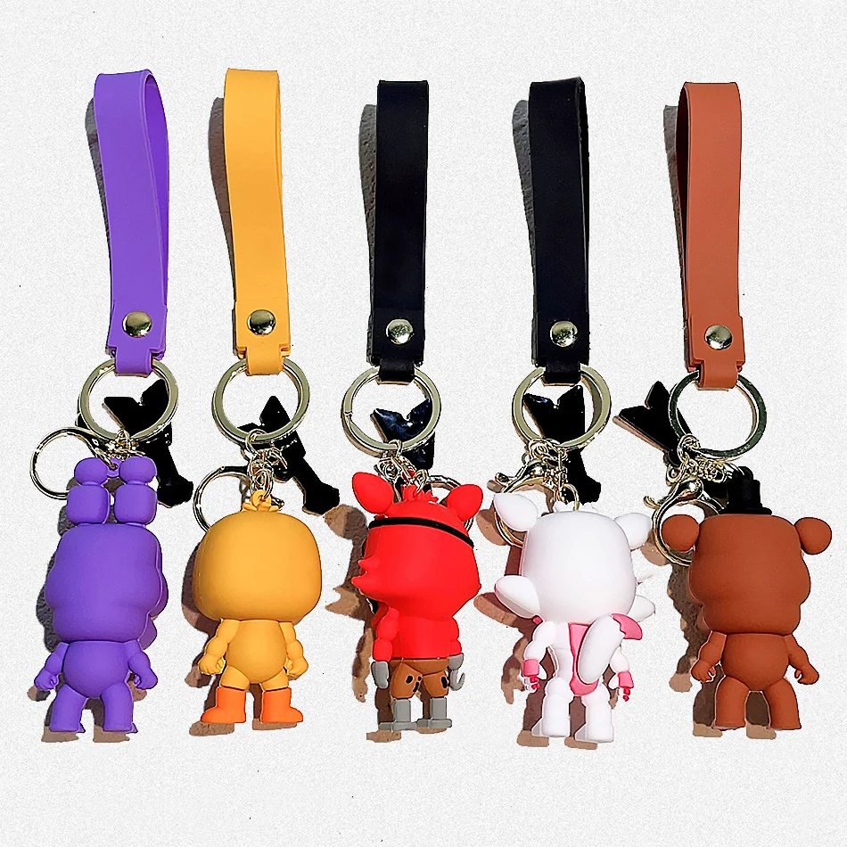 5PCS Wholesale Cartoon Game Action Figure FNAF Freddy's Fazbear Bear Doll Model Toy Five Nights Freddy Keychain for Kid Gifts