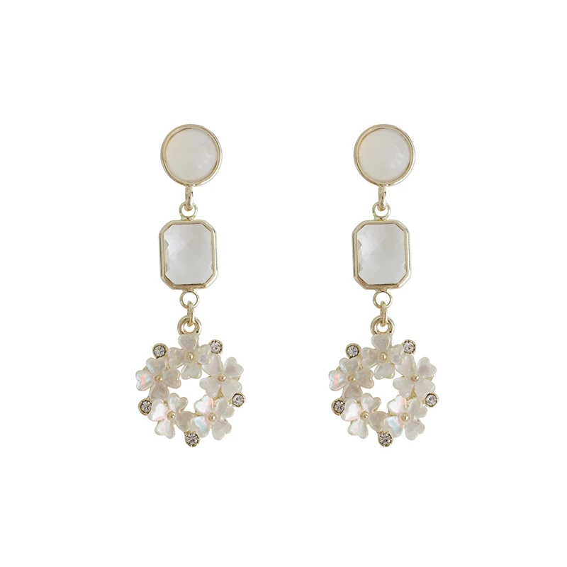 

S925 Silver Needle Symphony Flower Stud Earrings Sweet Long Fringed Earrings Romantic Gentle Light Luxury Skinny