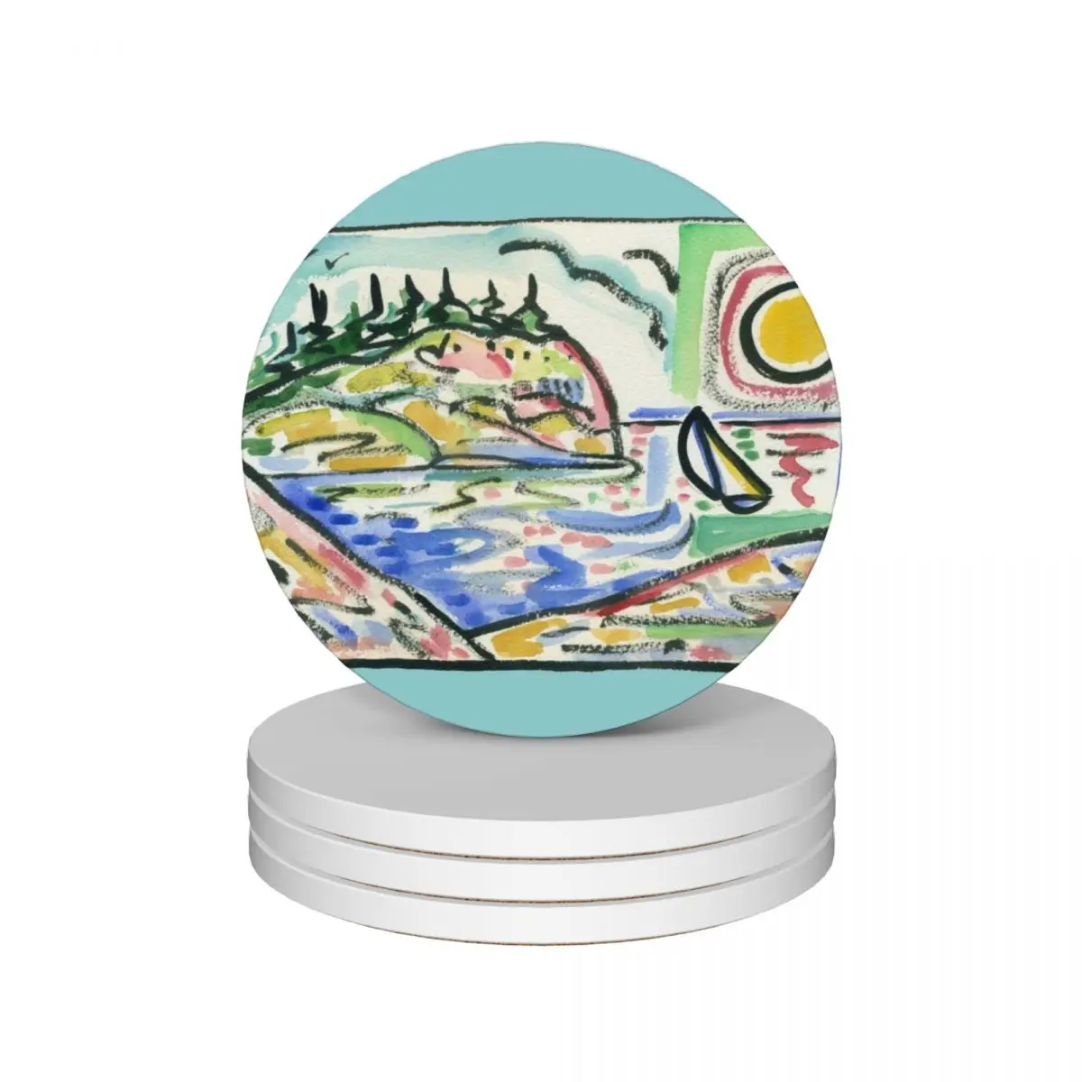 

Monhegan Cliff Ceramic Coasters (Set of 4) table decoration and accessories holder for ceramics Coasters