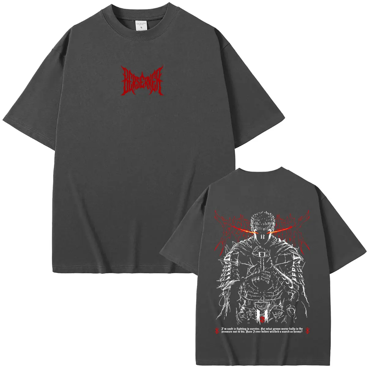 Anime Berserk Guts Merch T Shirts Men Women 90s Cartoon Manga Cosplay Streetwear Unisex Fashion Vintage Oversized T-shirt Tops