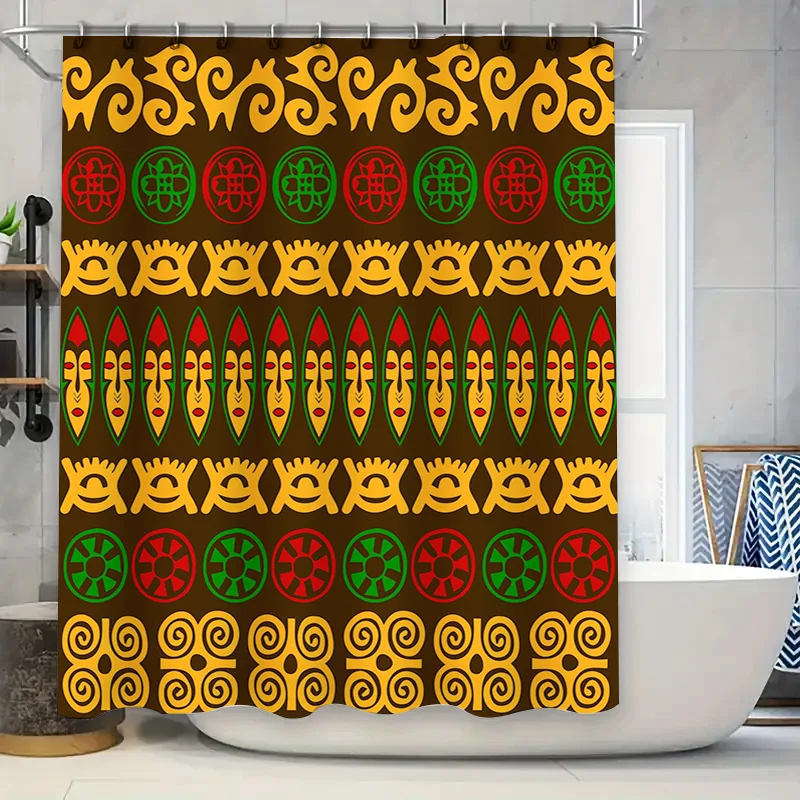 

Модная занавеска для душа в стиле ретро с геометрическим узором, декоративная подкладка для ванной комнаты для дома, гостиной, зеленые, красные цвета, 36X72 дюйма