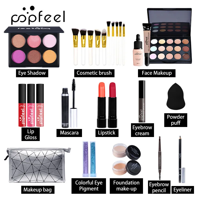 Makeup Kit for Women Full Gift Includes Brush Set Eyeshadow Palette Lip Gloss Sponge Foundation Concealer Eyebrow Pencil and etc