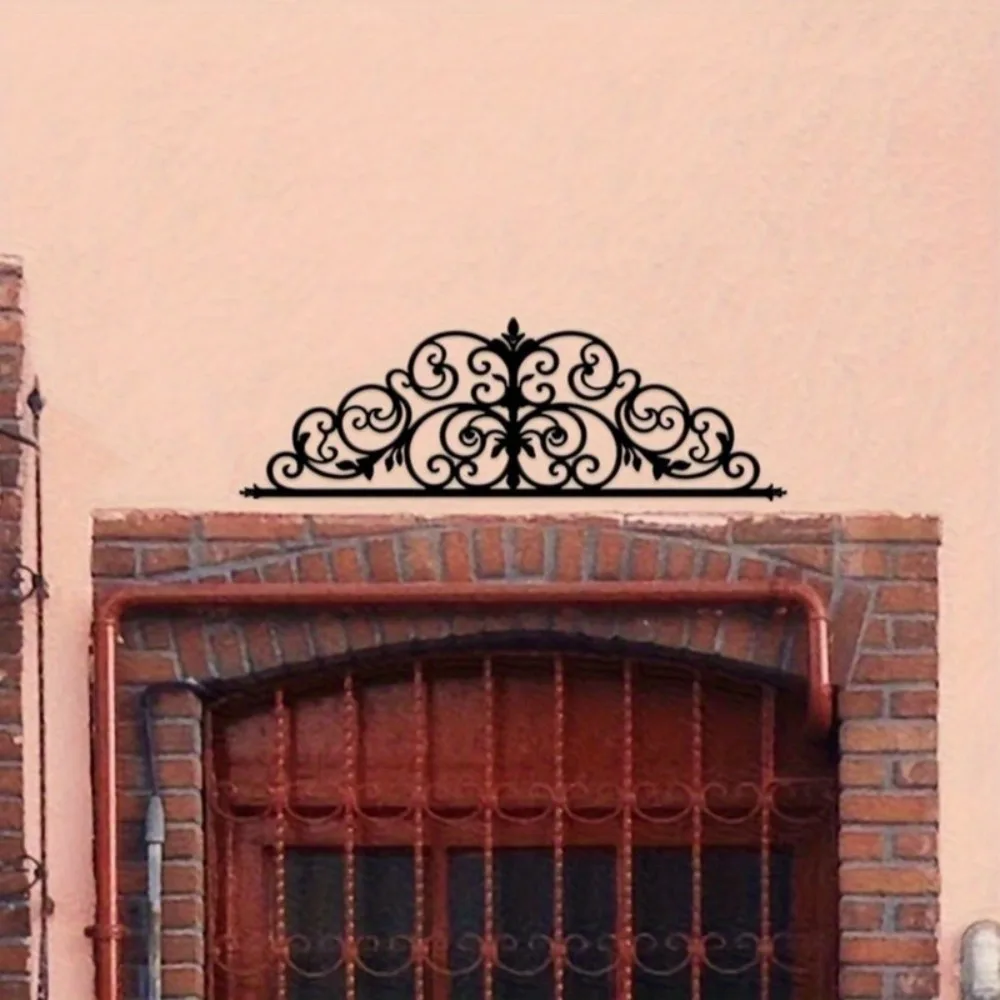 

Art Deco Metal Iris Scroll Wall Art 1pc - 20-inch Large Laser Cut Floral Wall Hanging, Indoor Bedroom Use, Wall Mount Design