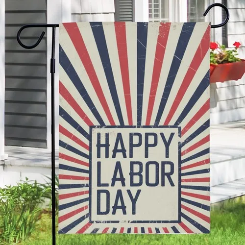 Happy Labor Day Garden Flag Vintage Retro Red White Blue Patriotic Outdoor Decor RRM IIX zzm