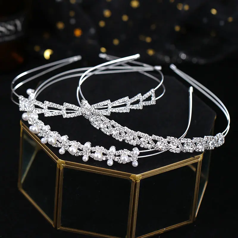 

Silver Color Headbands Pearl Hairbands Tiaras Beads Crowns Wedding Party Prom Hair Accessories Women Girls Head Jewelry