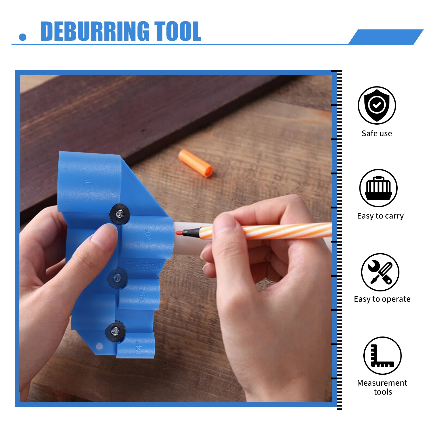 ABKL Full Size 1/4Inch-1Inch Deburring Pipe and Depth Gauge Tool for Copper, CPVC, PEX, PE-RT, HDPE Pipe