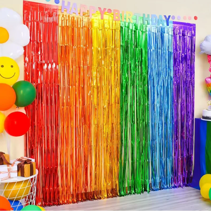 Glow-in-the-Dark 6-Color Rain Curtain Tassel Door Decor Stunning Fringe Backdrop for Birthday Wedding Sequin Photo Booth