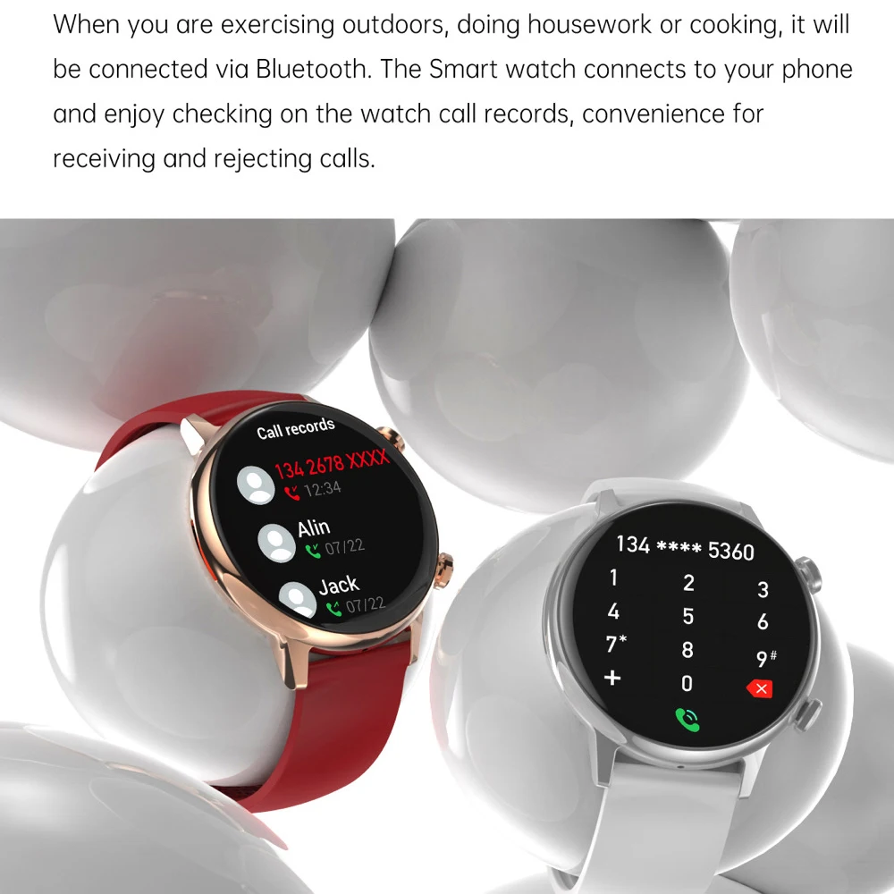 Smart Watch AMOLED Screen Blue Tooth Call NFC Heartrate Blood Pressure Oxygen Waterproof Voice Assistant Sports Women Smartwatch