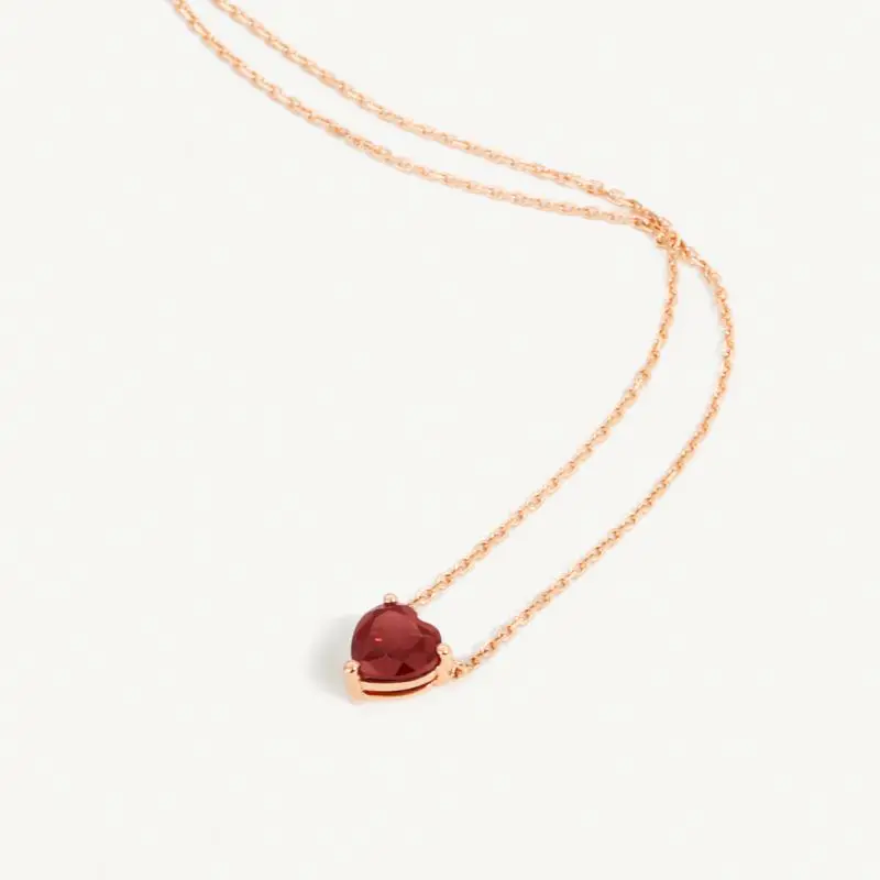 Chris April Custom Solid Gold 18k 14k 9k Natural Garnet Gem Charm Necklaces