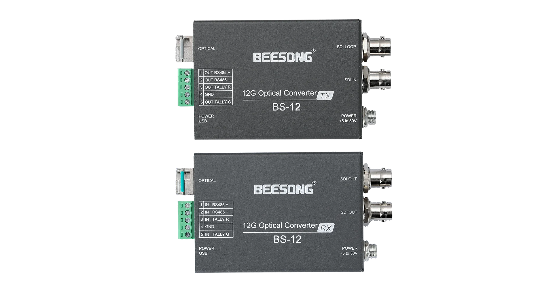 4K 12G SDI Fiber Optic Converter with Tally and RS485