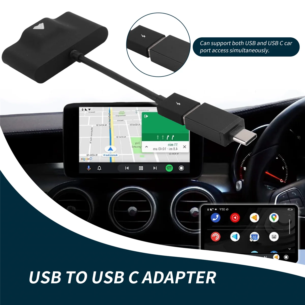 

Беспроводной адаптер Android Auto 2025+ для проводов Android Auto Автомобильный Plug & Play Простая настройка Беспроводной Android Auto Dongle AA