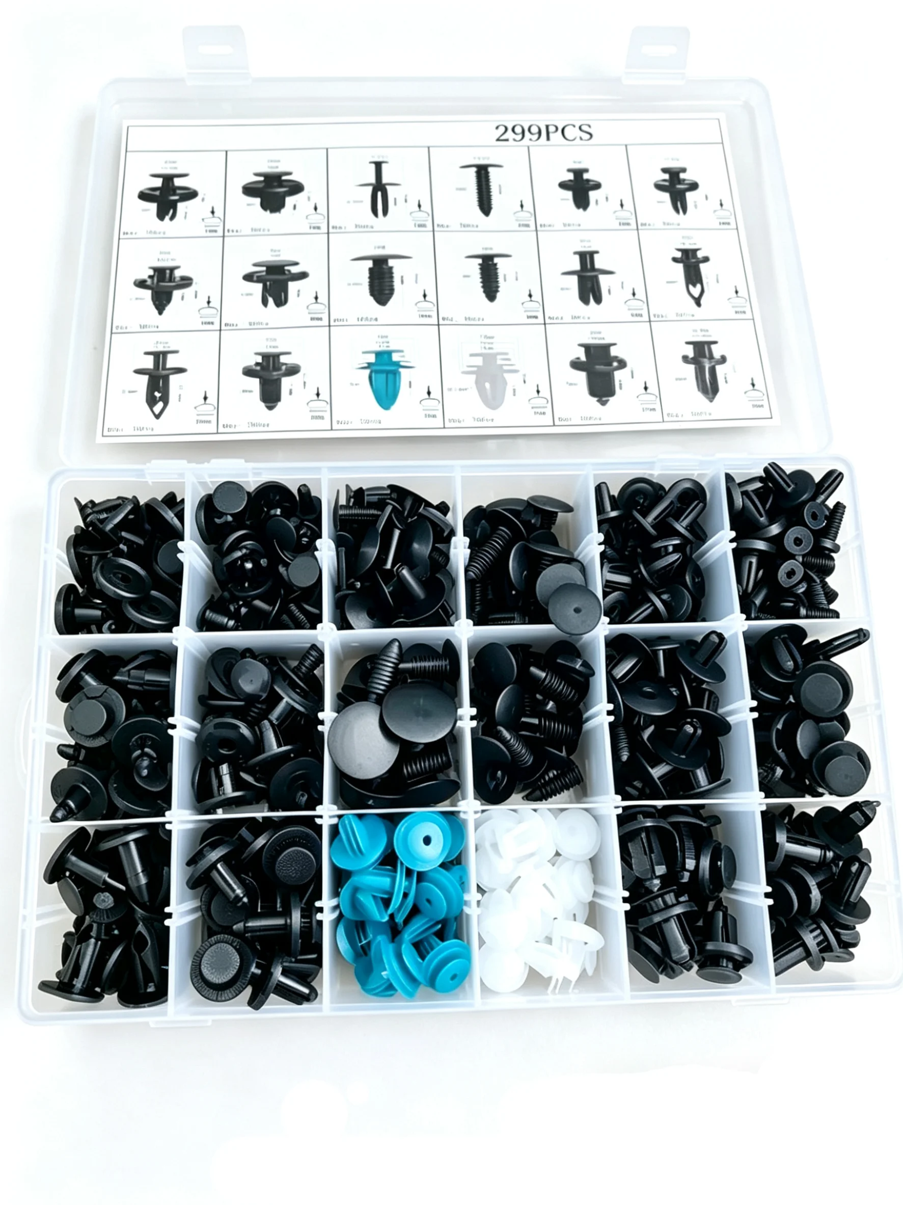 

TBTOOLS 299PCS Car Auto Plastic Clips Kit Clips Rivets Fasteners Push Retainer Kit Trim Pin Rivet Body Interior Assortment TB279
