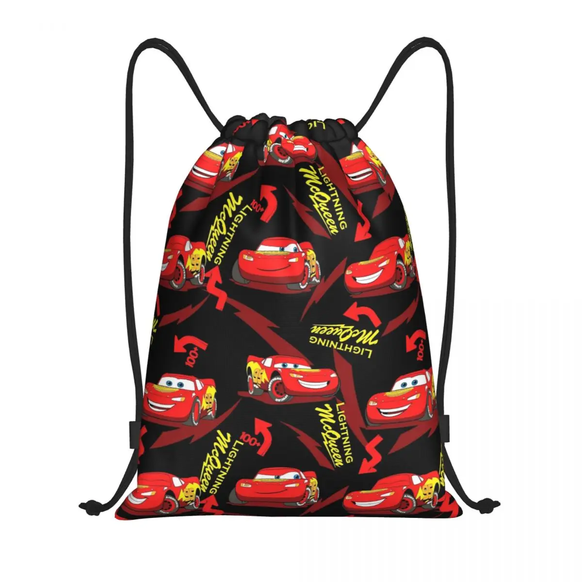 

Custom Cartoon Lightning McQueen Cars Drawstring Backpack Sports Gym Bag for Men Women Racer Shopping Sackpack