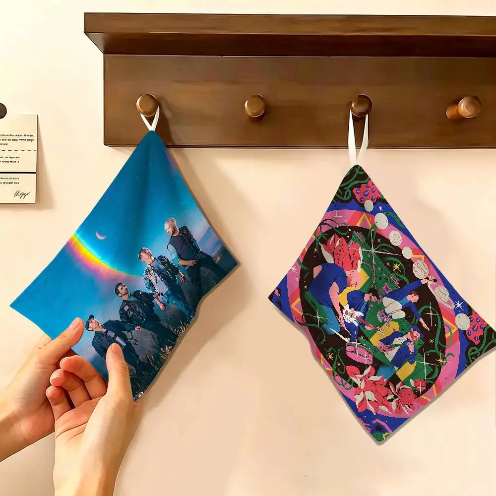 Band C-COLDPLAY Album Hanging Kitchen Towel, Polyester Cotton Material, Wear Resistant Hand Wiping Towel for Home