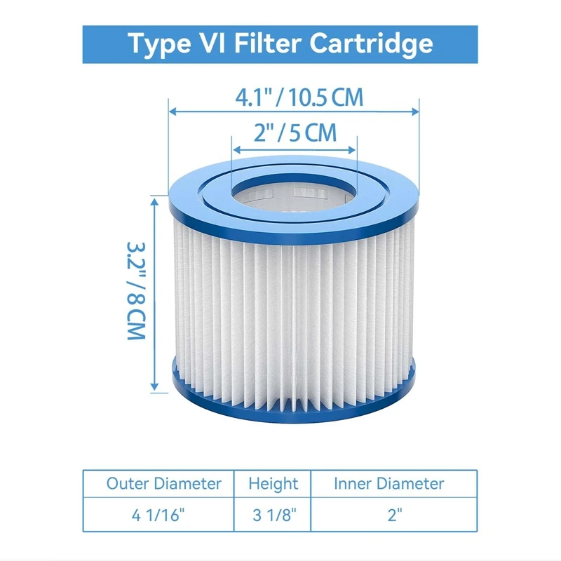 Cartucce filtranti di ricambio per filtro per vasca idromassaggio tipo VI da 16 pezzi per 90352E 58323 58323E 58324 90427E