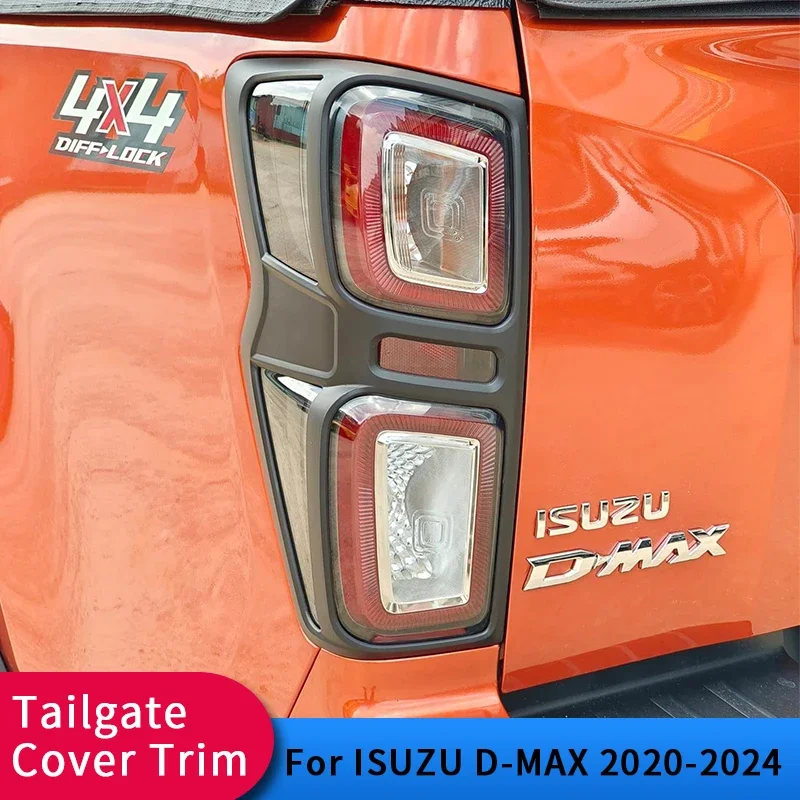 2pcs Taillight Cover Rear Lamp Trim Cover Surrounds for ISUZU D-MAX 2020 2021 2022 2023 2024 year models Matte Black Cat Styling