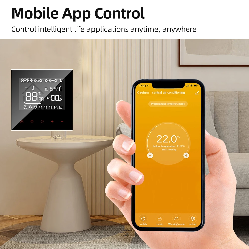 Tuya Smart Wifi Thermostat Programmable Temperature Controller Electric Floor Heating Water/Gas Boiler LCD Display Touch Screen