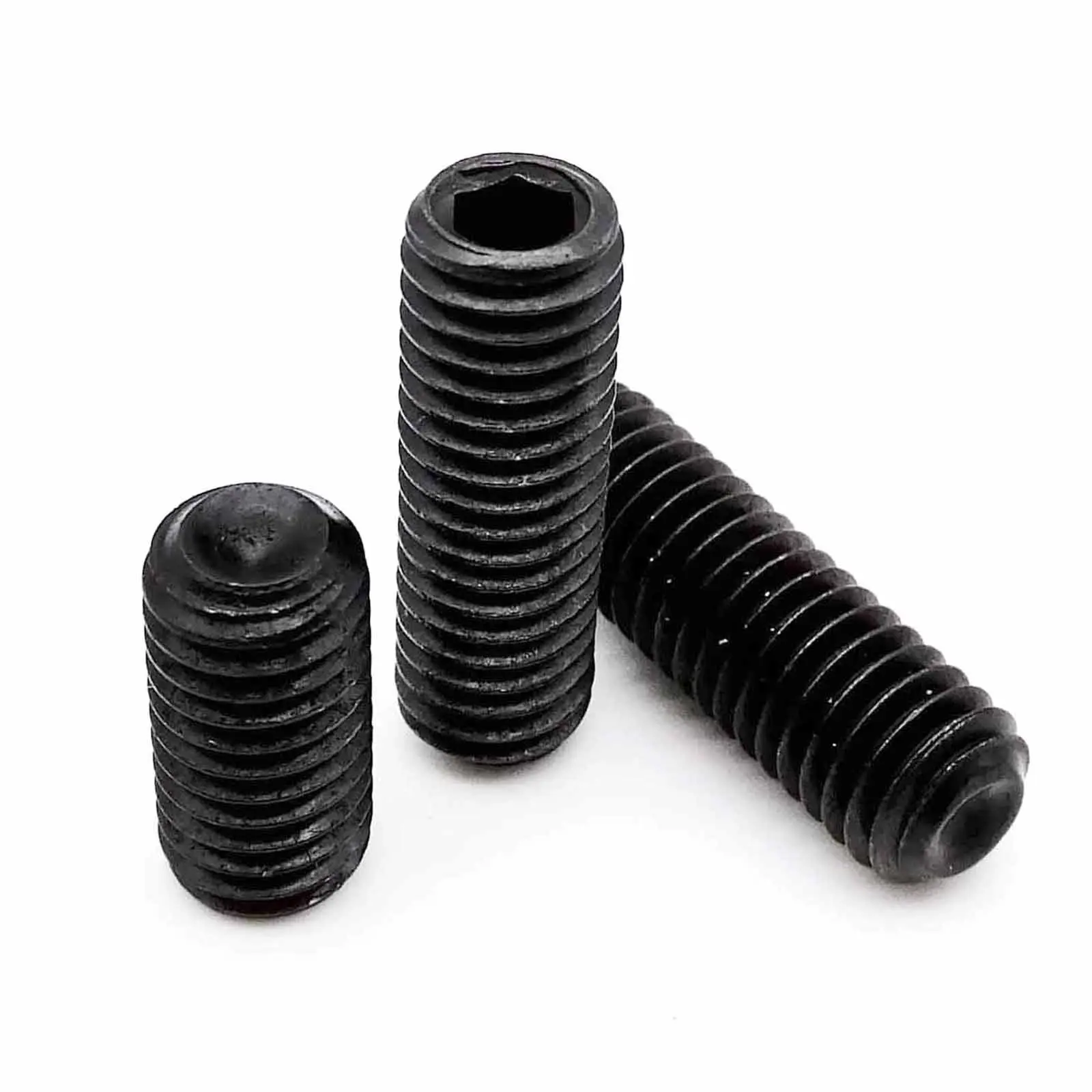 50pcs DIN916 Hex Hexagon Socket Allen Cup Point Set Screw Grub Bolt M2 M2.5 M3 M4 M5 M6 M8 Black Grade 12.9 Steel