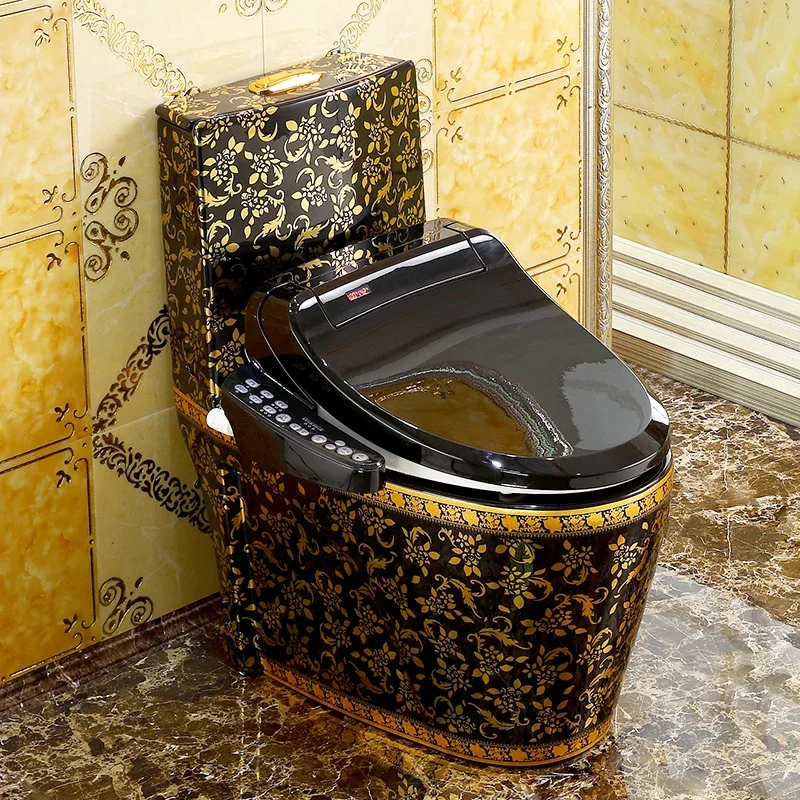 European smart gold toilet retro black fully automatic drying instant toilet