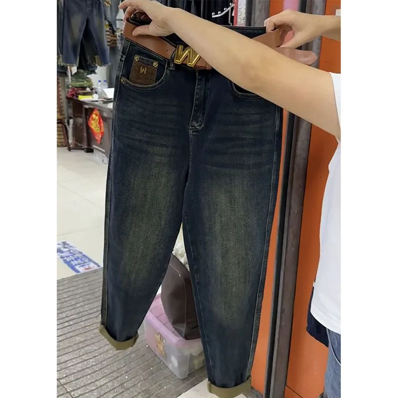 Jean droit en velours pour femme, sarouel radis épais, gros et fin, à neuf points, pour papa, nouvelle collection automne et hiver