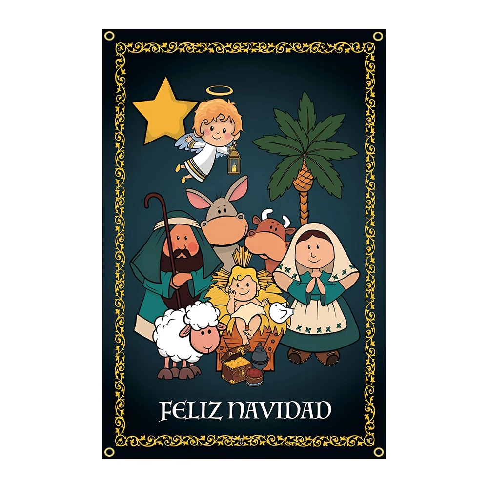 3Jflag  90x150cm Nativity Birth Of Jesus Christ Flag Interior decoration banner