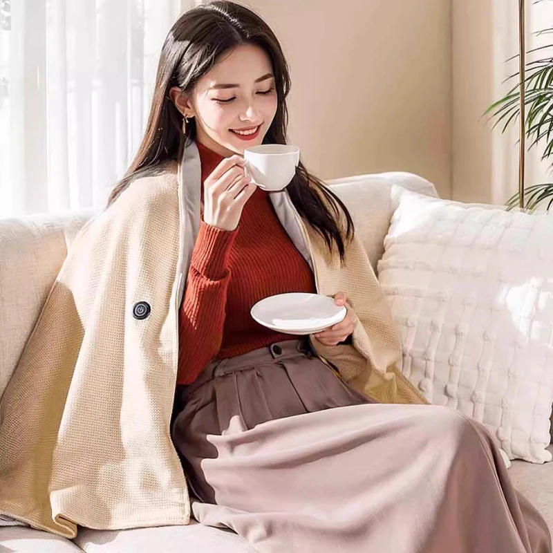 Carbon Alloy Fiber Heated Shawl Super Soft Crystal Cotton Wearable Multi-Protection Fast Heating TP Fabric Outdoor Dorm Blanket