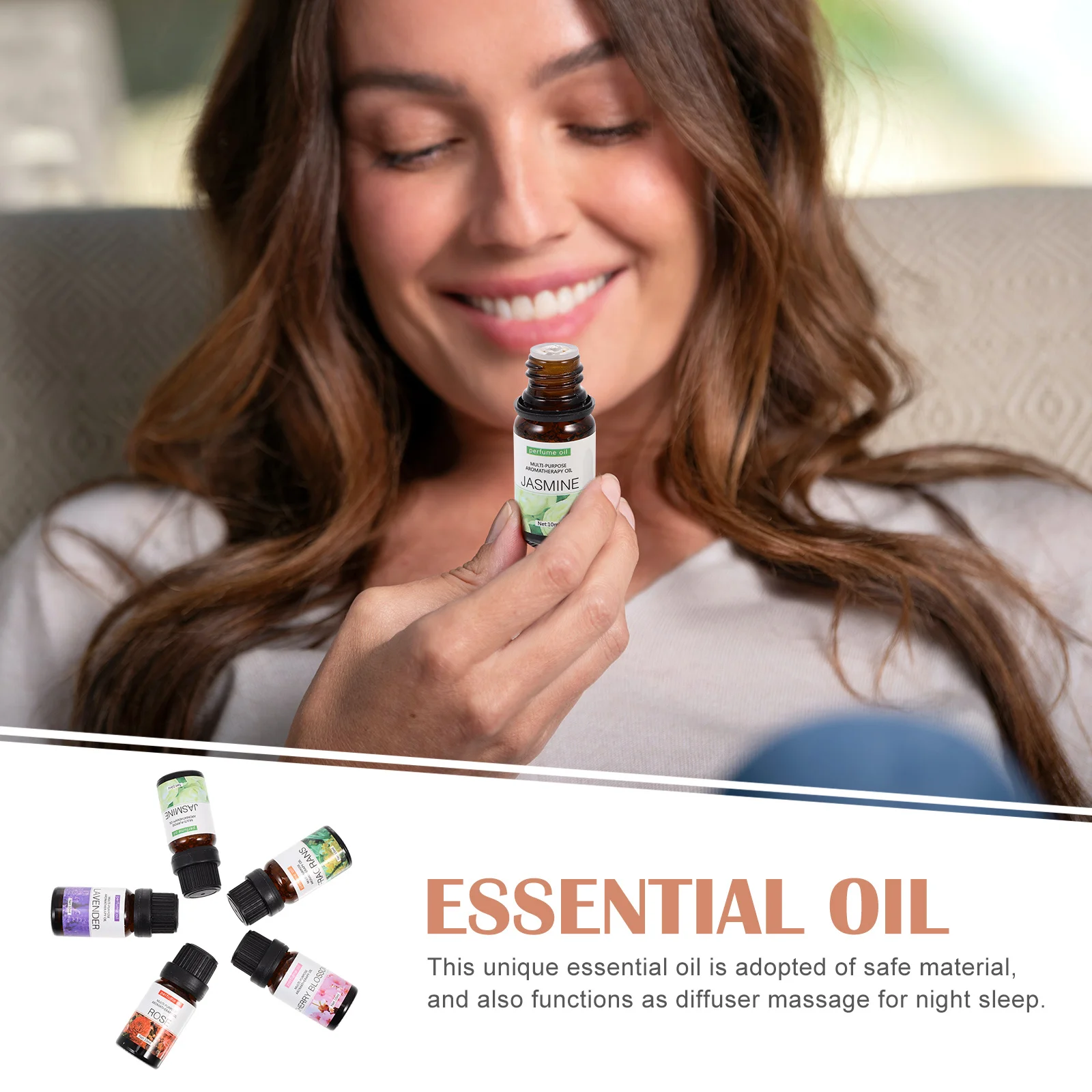 

5Pcs Fresh Air Essential Oil Set Aroma Diffuser Oils for Humidifier Lavender Osmanthus Green Tea Cherry Scent Gift