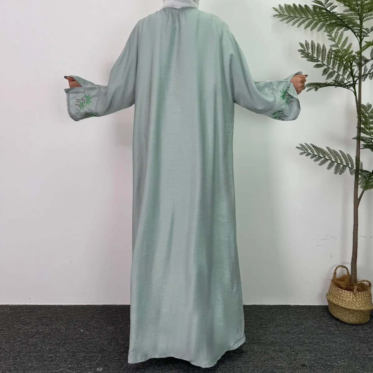 Muslim Embroidery Open Front Abaya Long Sleeve Cardigan Abayas Out Kaftans Women Jilbabs Maxi Inner Dress Women\'s Clothing