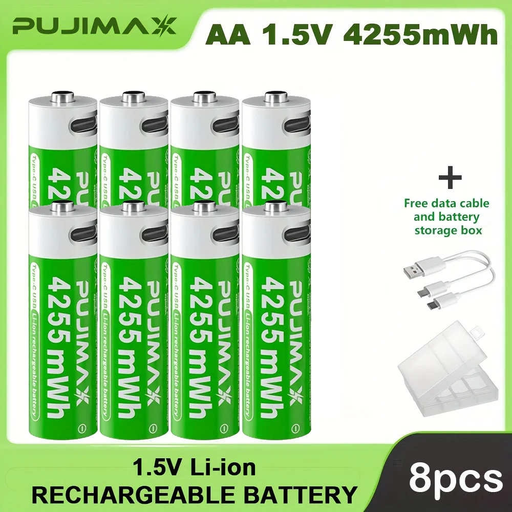 PUJIMAX 4255 mWh AA 1,5 V oplaadbare lithiumbatterij Hoge capaciteit 1500 cycli voor afstandsbedieningen Drones Weegschalen Grote capaciteit