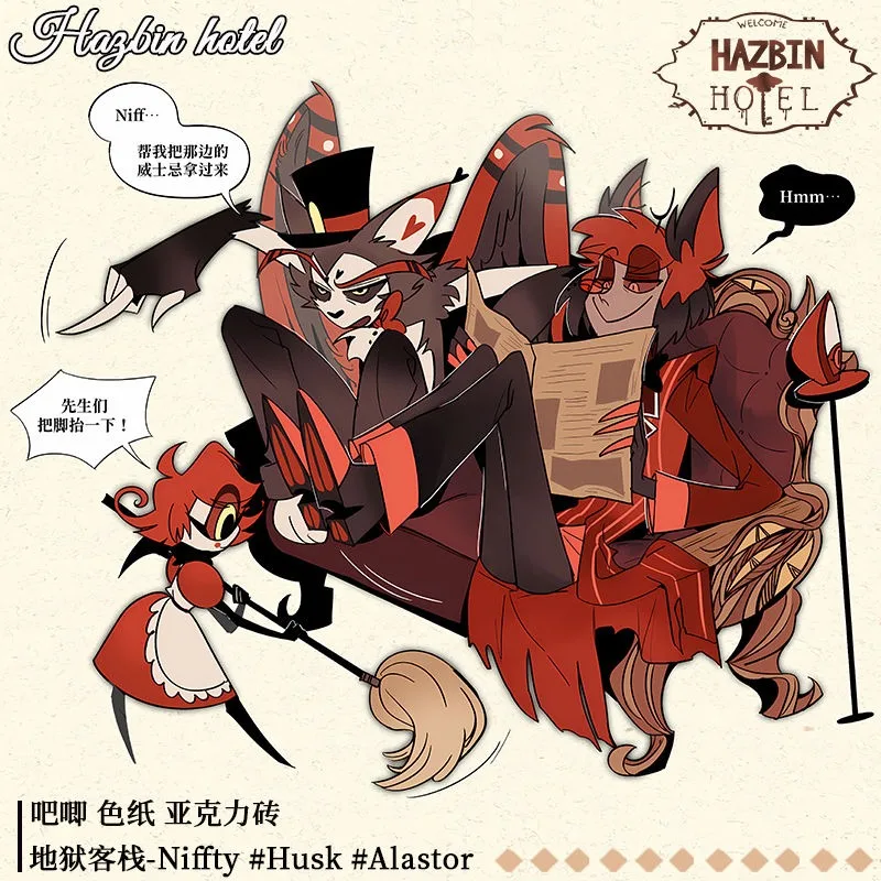 Cehennem Inn broş Niffty broş kadın Alastor ayakta Husk Jewelry rios takı Cosplay mefruşat ürünleri Anime hediye