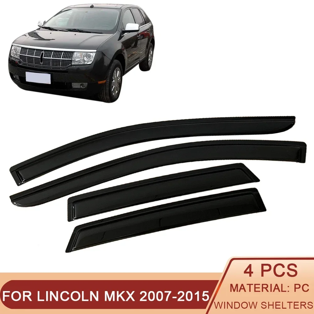 

For Lincoln MKX 2007-2015 Auto Side Window Wind Deflectors Visors Black Rain Guard Door Visor Vent Shades Dark Smoke Ventvisor