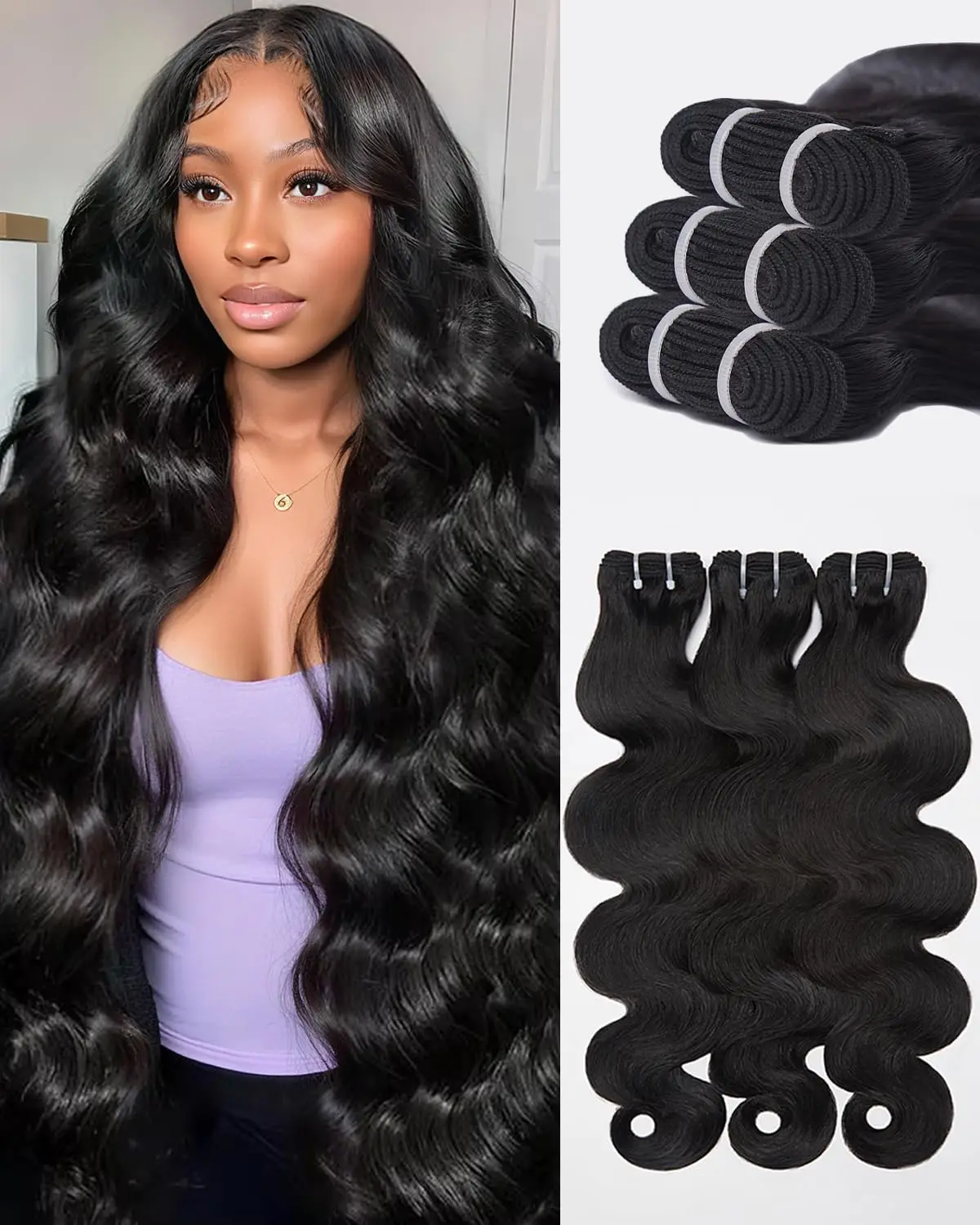 

30 34Inch 3 4 Bundle Loose Body Wave Bundles Real Unprocessed Human Hair 16A Raw Hair Bundles Extensions Brazilian Natural Black