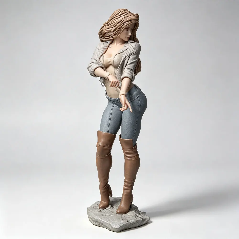 1/24 Realistic fashionable female character, miniature resin model kit, GK mini 3D printed gray model statue, not colored