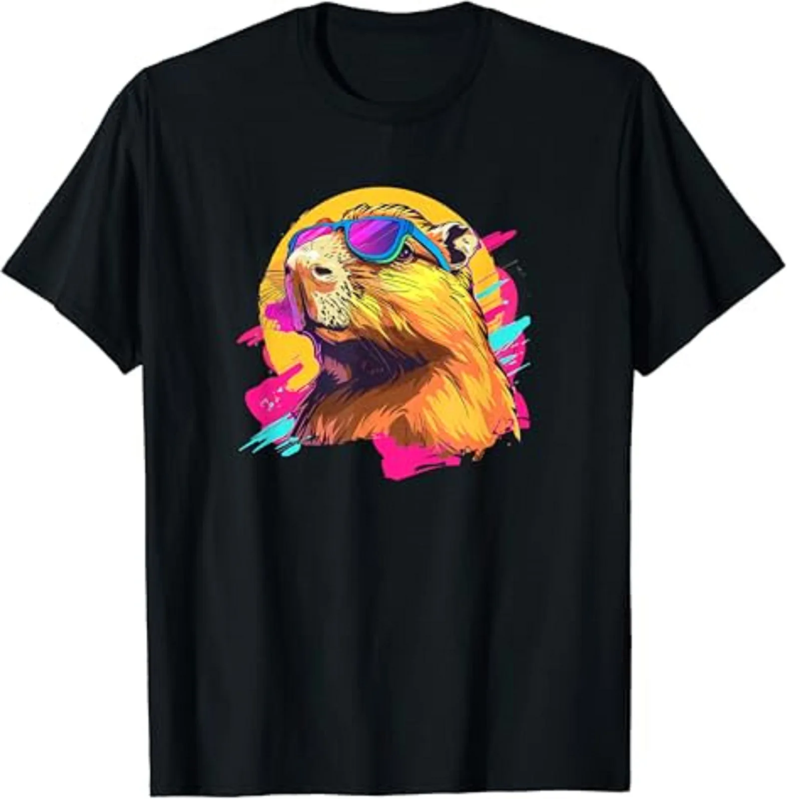 Colorful Capybara Lovers Funny Tees For Men T-Shirt Size S-5XL