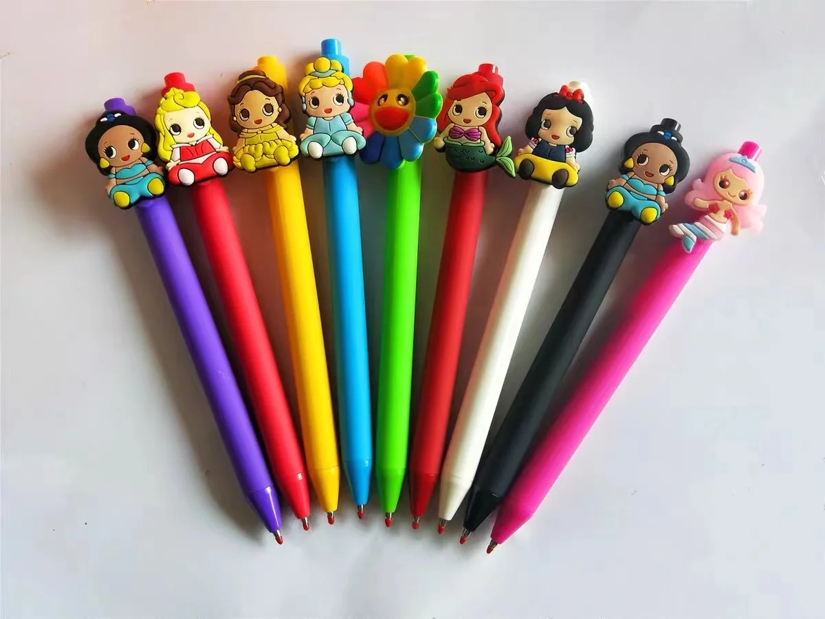 

36pcs Disney Princess Cute Apple Shaped Ballpoint Pen Blue Refill and Mirror Creative Sign Pen Student Writing Office Study Gift