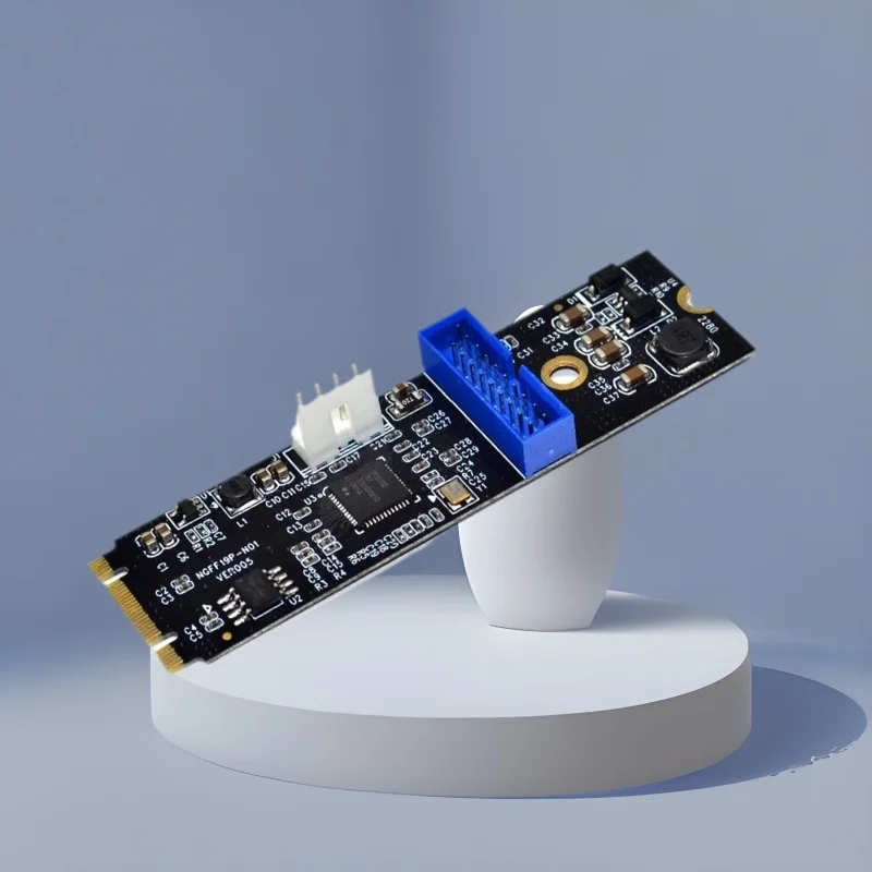 

M.2 B+M Key NVME PCIe to 19Pin Adapter Card Expansion Card 4-Pin Power Riser NVME to 19/20Pin USB3.0 Converter Add On Card for Desktop