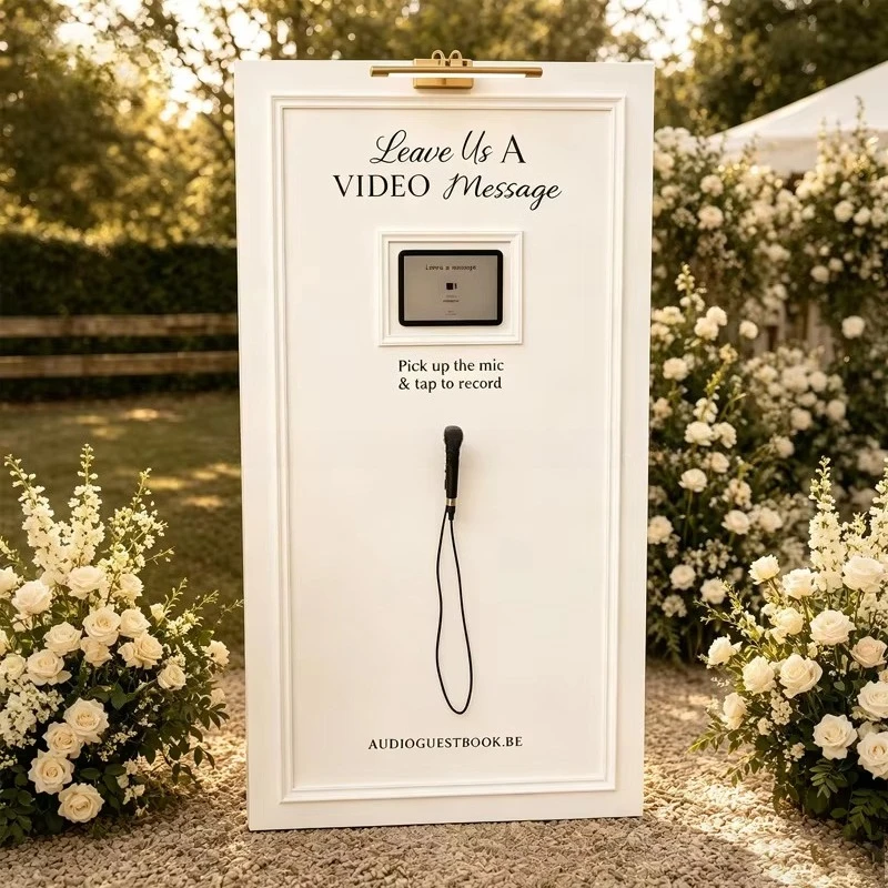 New Design Acrylic Leave a Video Message Backdrop PVC White Welcome Sign Wall Stand for Wedding Party Events Decoration