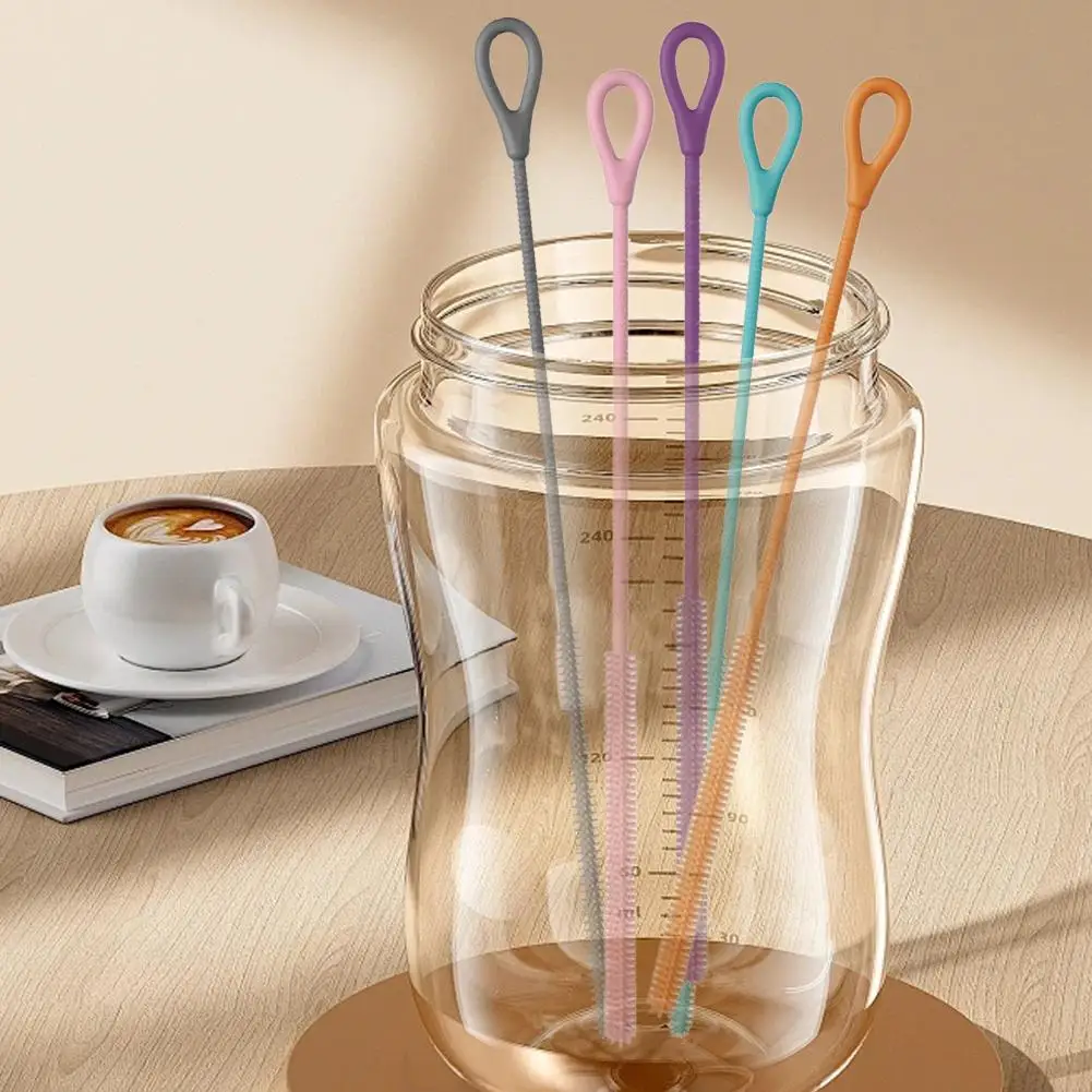 2PCS 25cm Silicone Straw Brushes Extra Long Cleaning Brush for Reusable Straws Food-Grade Deep Cleaner for Bottles & Pacifiers