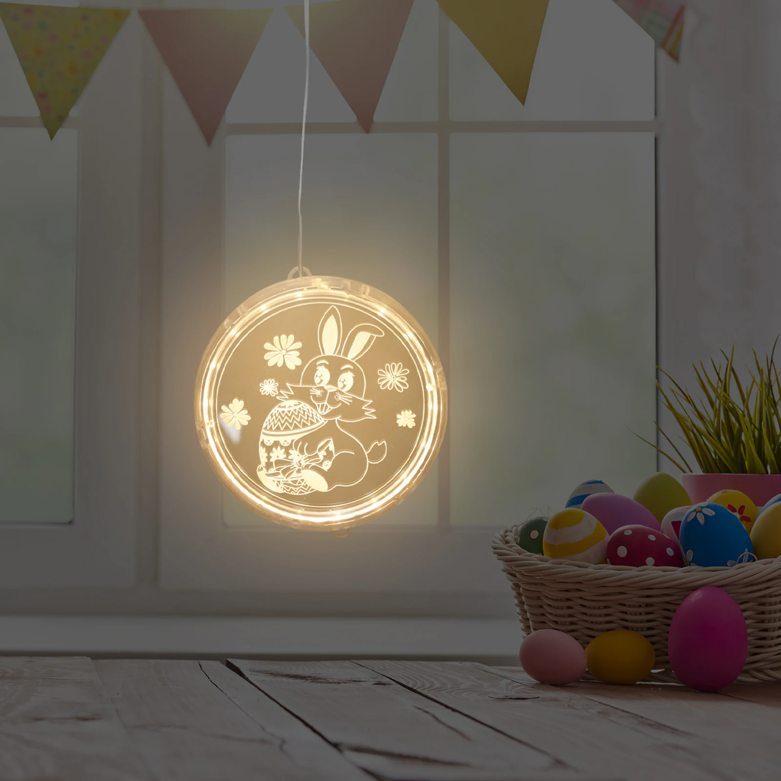 

16cm Bunny Hanging LED Lights Easter Window Decorations Rabbit Easter Party Wall String Light Indoor Outdoor Holiday Ornament
