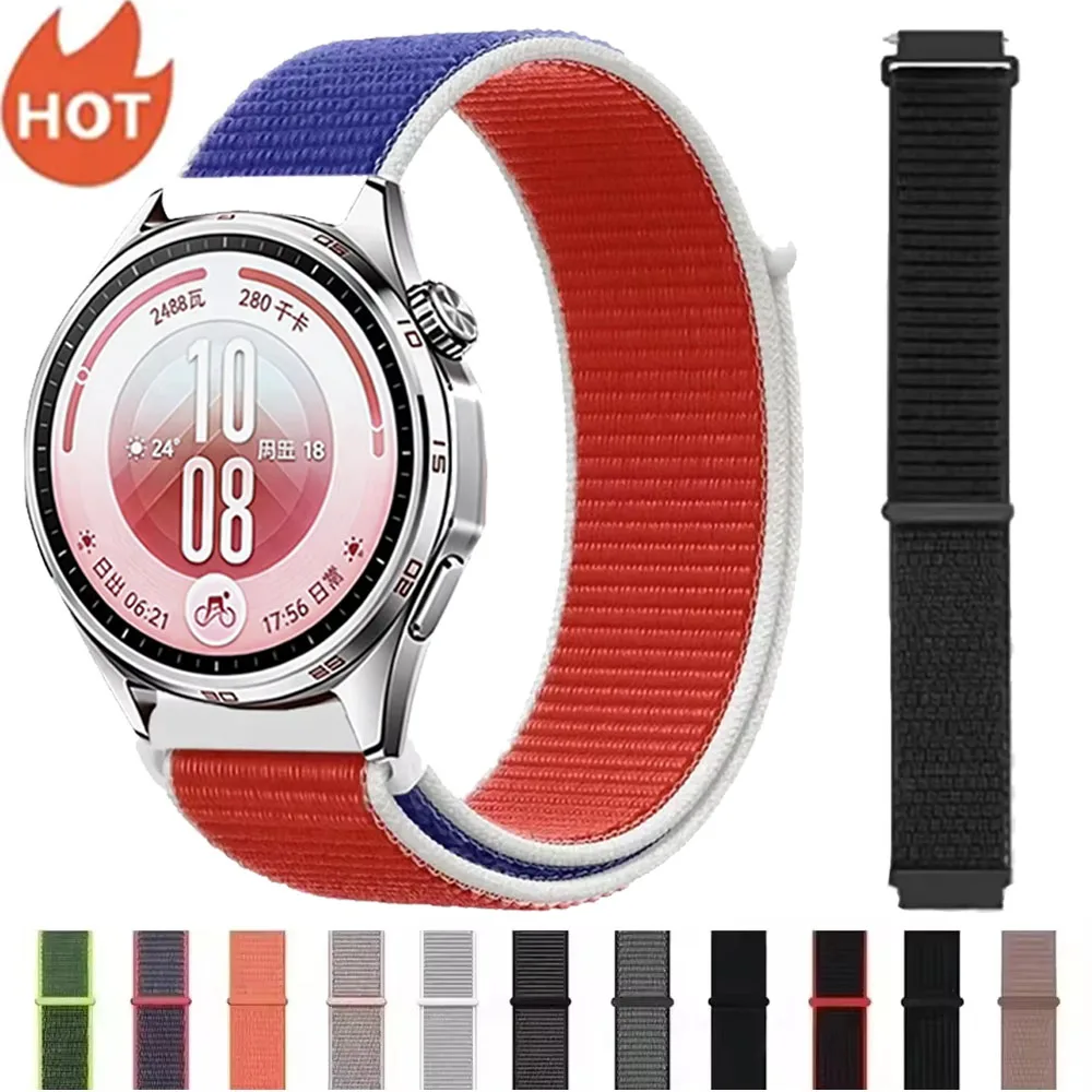 Bracelet en nylon à boucle de 20 mm et 22 mm pour Huawei Watch 5 GT7-6-5-4/GT7-6-5 Pro 46 mm, pour Amazfit Active Max/Bip 6-Max Balance 3, bracelet tressé.