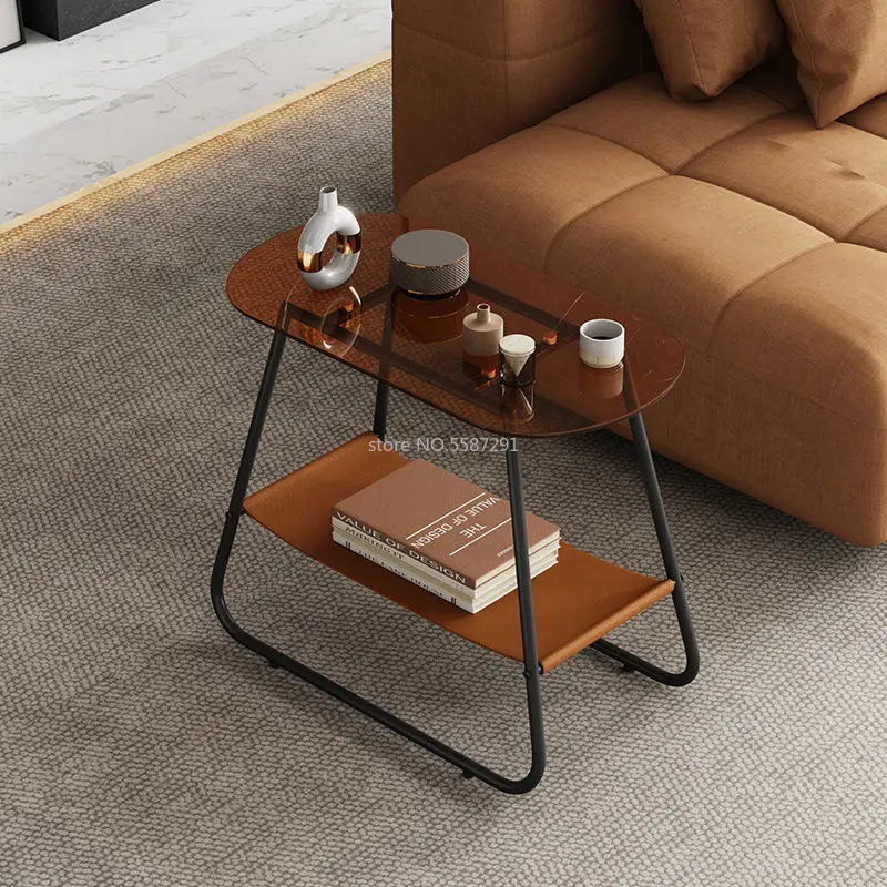 Mesa auxiliar para sofá, mueble de lujo con luz nórdica, varios laterales, mesa de centro pequeña minimalista moderna