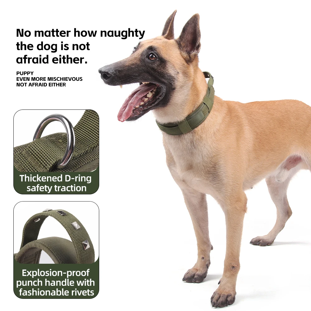 Outdoor Tactical Dog Collar Metal Buckle Breathability Nylon Collar Medium and Large Dog Training Neck Collar explosion -proof view 2