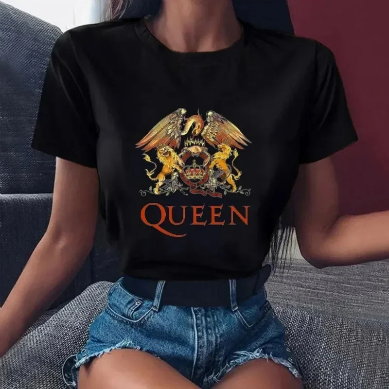 Freddie Mercury t-shirt women's hip hop clothing Queen band T-shirt summer fashion women's T-shirt flip top women's streetwear