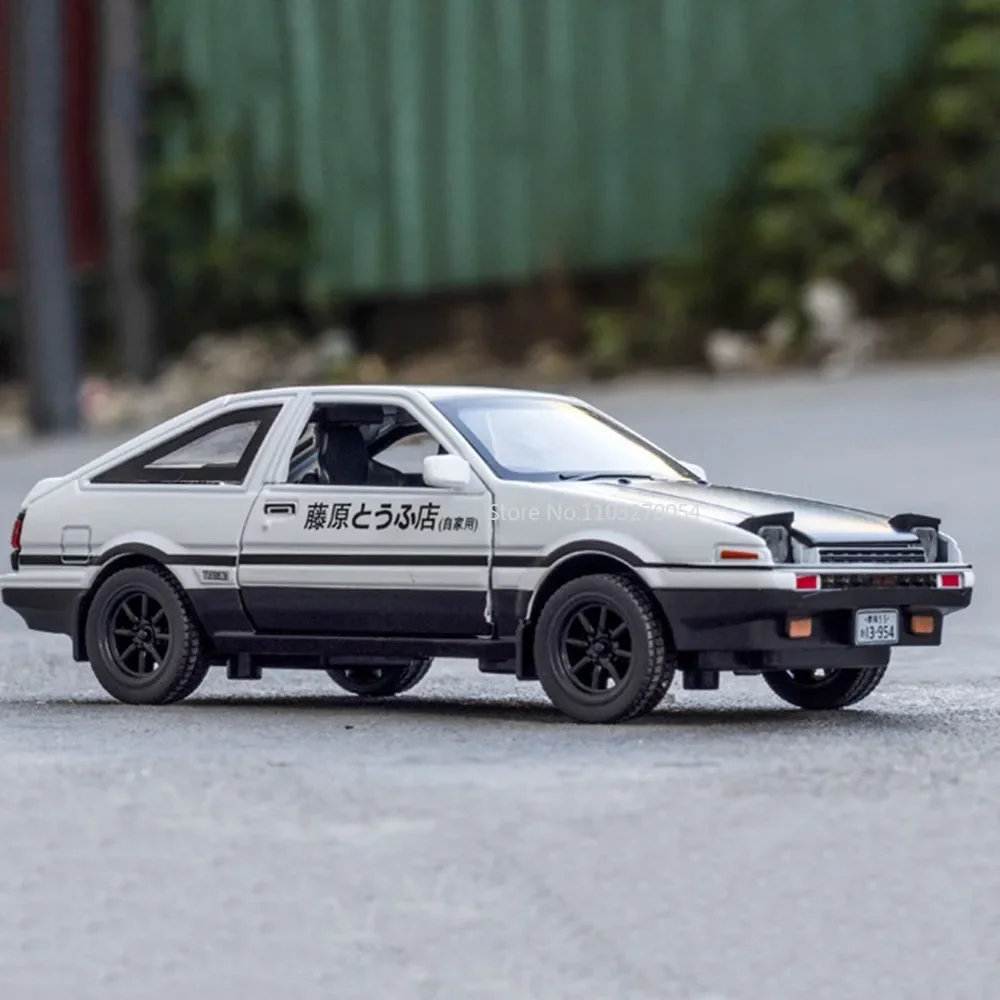 1/32 AE86 Minicar Legierung Diecast Modell Auto Spielzeug Zurückziehen Sound Licht Türen Zu Öffnende Spielzeug Serie Jungen Geburtstag Geschenke Sammlung