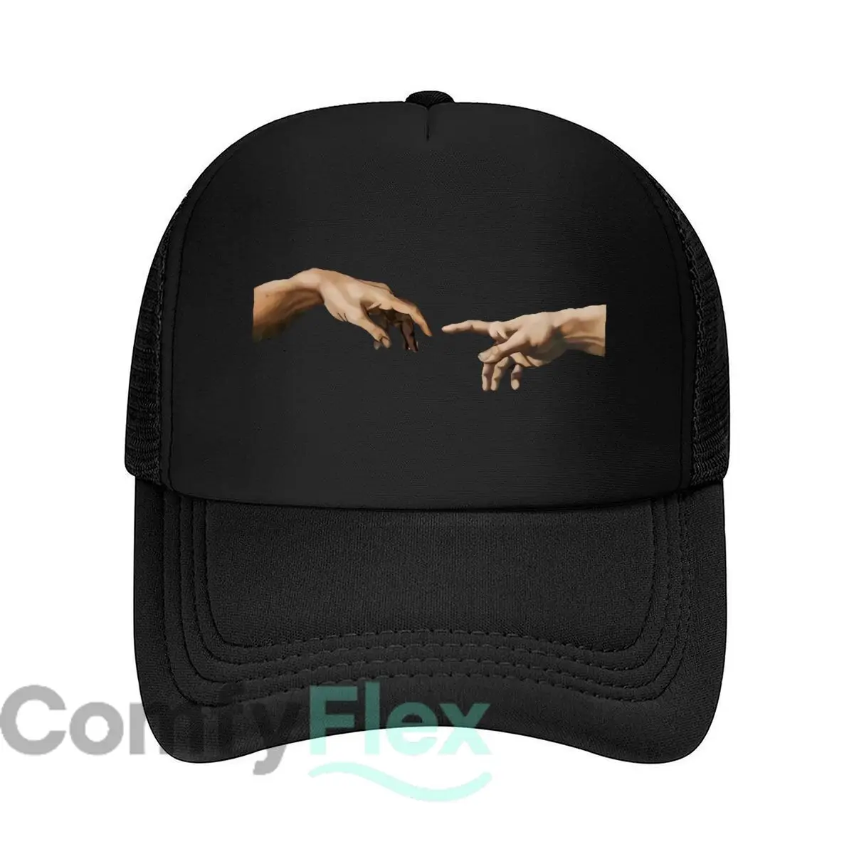 The Creation of Adam Hands Graphic Mesh Baseball Cap Casual Hat Outdoor  For Womens Unisex Female