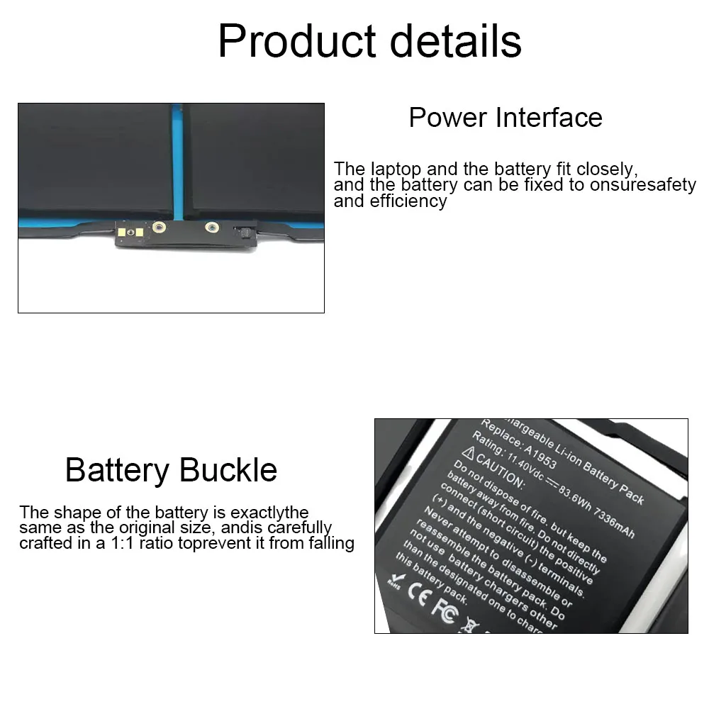 New A1953 Laptop Battery For  Apple MacBook Pro 15