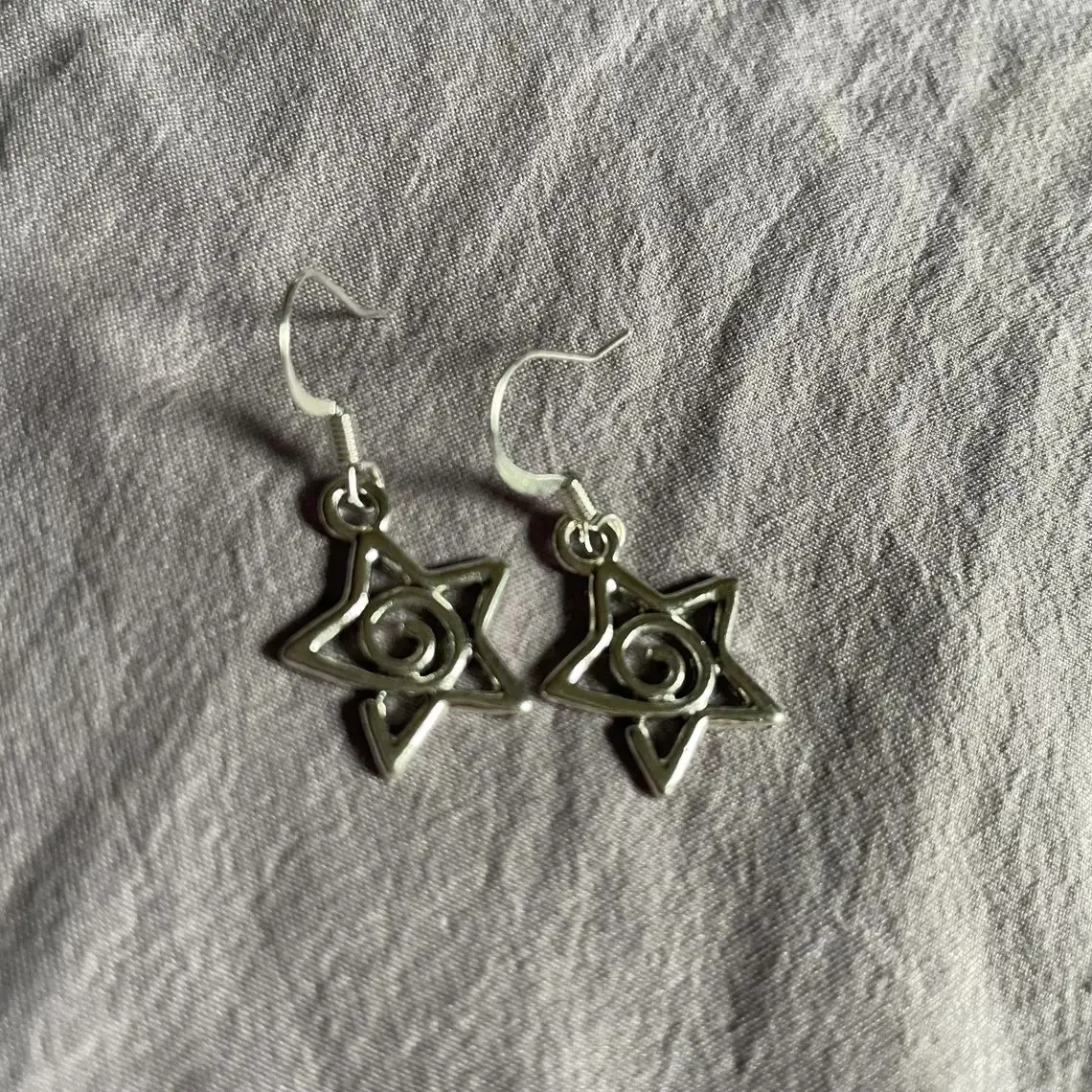 Whimsy Goth Swirly Star Earrings Silver Color Pair of Celestial  Witch Celestial Fairycore Gift Friend Women Boho Cute Gothic